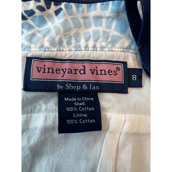 New Vineyard Vines Blue Floral Mosaic Print Dress in Jake Blue Size: 8 Medium - Picture 7 of 8